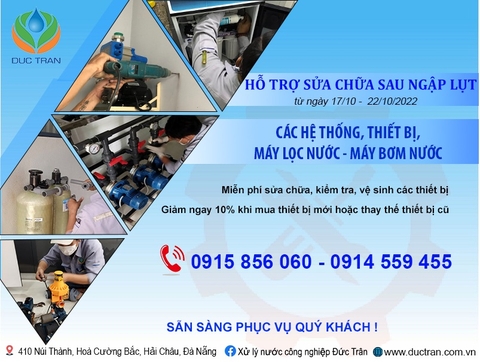Hỗ trợ sửa chữa, kiểm tra thiết bị máy lọc nước, máy bơm nước sau bão