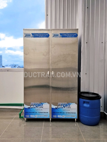 Lắp hệ thống lọc nước công suất 750l/h 2 cột cùng với bơm tăng áp