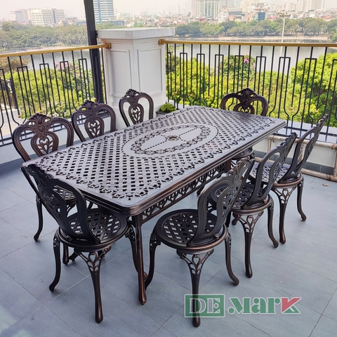 Bộ Bàn Ghế Sân Vườn Nhôm Đúc DeNKD175-8G