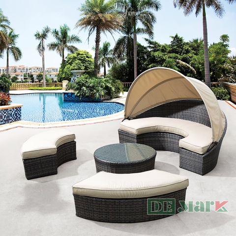 Giường Nằm Bể Bơi Nhựa Giả Mây MT482