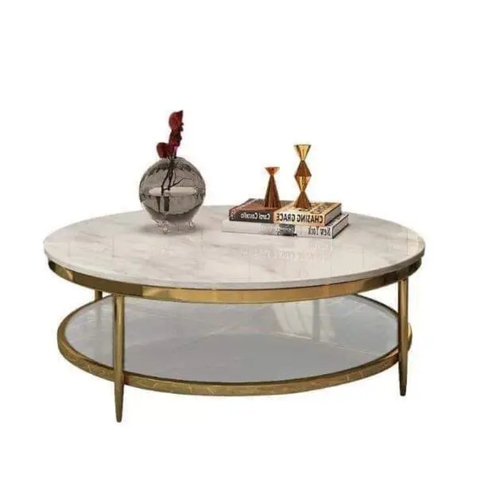 Bàn trà tròn inox mạ vàng - BT30