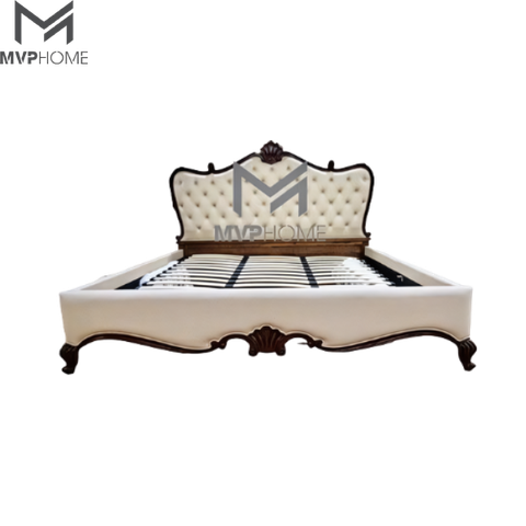 Giường tân cổ điển bọc da Ý cao cấp