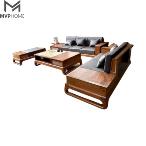 Sofa Gỗ Óc Chó Chân Cuộn