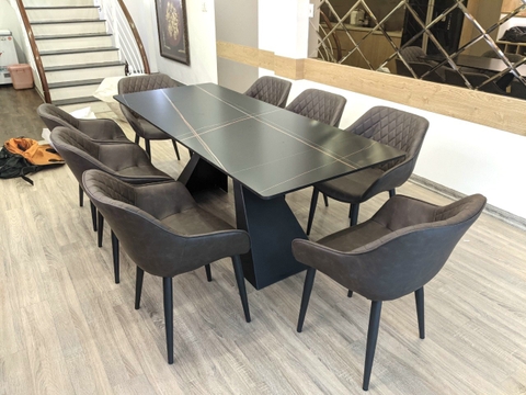 bộ bàn ăn 8 ghế titan - thiết kế độc đáo, tinh xảo