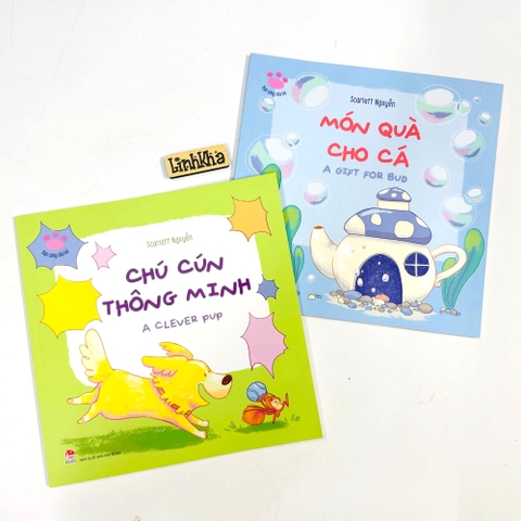 Combo B 2 cuốn Bạn cưng của bé: Chú cún thông minh - Món quà cho cá - sách song ngữ AV - Kim Đồng
