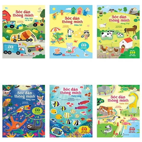 Combo 6 sách Bóc Dán Thông Minh Tập 1 (Đinh Tị): vườn thú - thuỷ cung - máy kéo - nông trại - mùa hè - rừng rậm