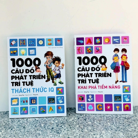 Combo 2 cuốn  1000 Câu Đố Phát Triển Trí Tuệ - Thách Thức IQ / Khai Phá Tiềm Năng NXB Kim Đồng