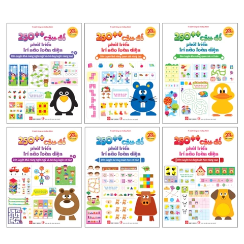 Combo 6 cuốn Sách - 250++ câu đố phát triển trí não toàn diện - Rèn luyện khả năng ngôn ngữ và tư duy logic cơ bản - Đinh Tị