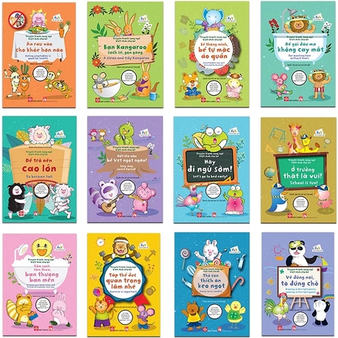 Bộ 12 Truyện Tranh Song Ngữ Việt Anh Có File Audio Nghe Rèn Thói Quen Tốt Cho Trẻ 3-12 Tuổi - Đinh Tị - DT50259