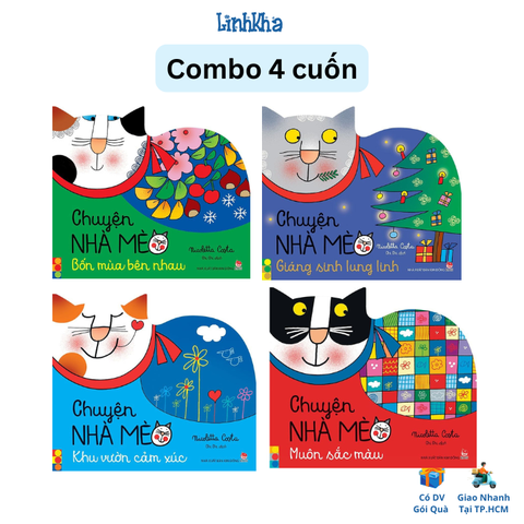 Combo 4 cuốn Sách Chuyện nhà mèo - Bốn mùa bên nhau, Muôn sắc màu, Giáng sinh lung linh, Khu vườn cảm xúc - trang cứng khó rách, ít chữ cho bé nhỏ - NXB Kim Đồng