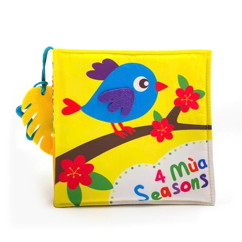 Sách vải 4 mùa - có chi tiết tương tác, an toàn dễ giặt vệ sinh cho bé - size cơ bản 15x15 - pipovietnam