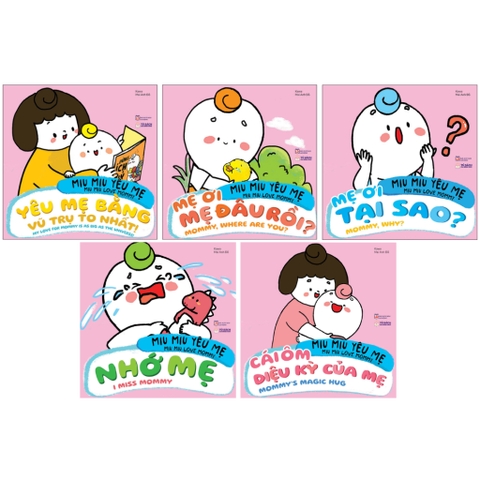 Sách Ehon song ngữ Miu Miu yêu mẹ (Bộ combo 5 cuốn: Mẹ đâu rồi, nhớ mẹ, cái ôm diệu kỳ, yêu mẹ, tại sao)