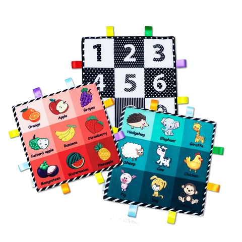 Combo Bộ 3 Tranh Vải Có Tiếng Sột Soạt cho bé - Thẻ Tummy time vải - Lalala Baby