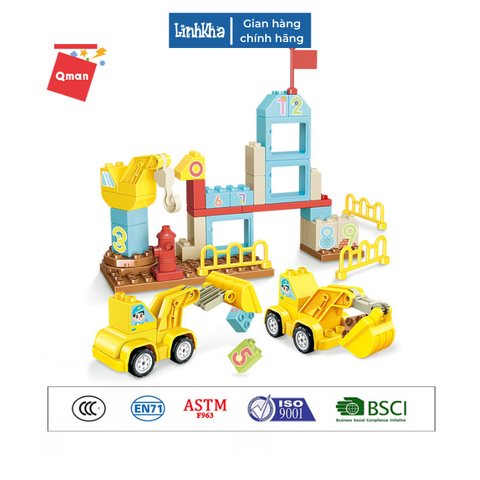 Đồ Chơi Xếp Hình Cỡ Lớn Công Trường Xây Dựng Cho Bé 1,5-3 Tuổi 50 Chi Tiết Qman 5003