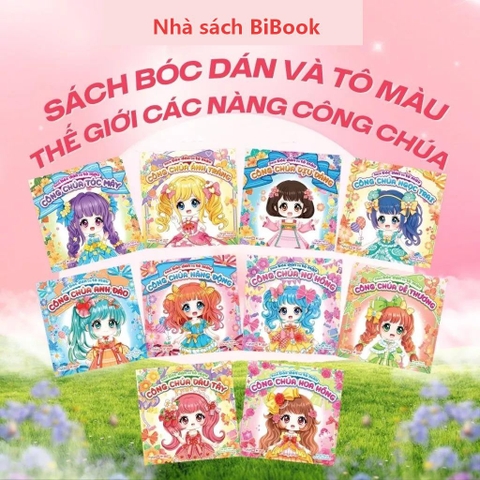 Combo trọn bộ 10 cuốn Công chúa  - Sách bóc dán và tô màu - Tân Việt