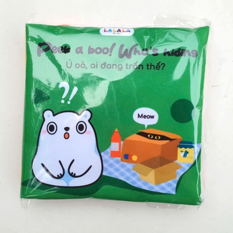 Sách vải Lalala baby ehon tương tác - chủ đề 2 Peek a boo! Who's hidding 15 x 15 cm