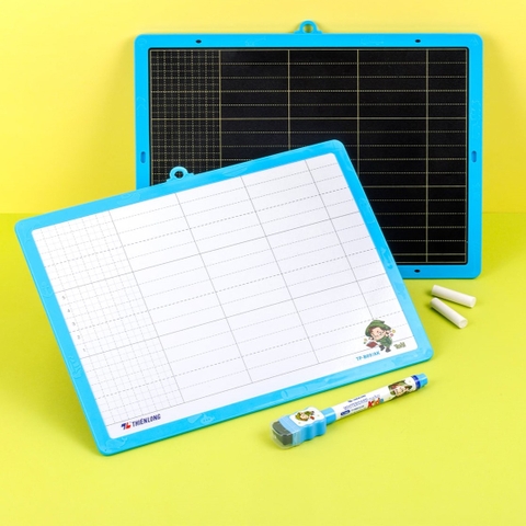 Bộ Bảng học sinh 2 mặt viết phấn và viết lông bảng, kèm 1 bút lông bảng có đầu xóa, phấn và xóa bảng TP-B09/AK - Thiên Long