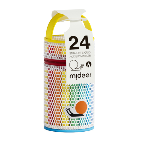 Mideer Straight Acrylic Marker - 24 Colors Bút màu Acrylic - 24 màu - hộp tròn