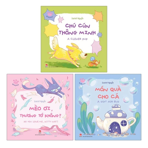 Combo 3 cuốn Bạn cưng của bé: Mèo - Cún - Cá - Sách thiếu nhi song ngữ Kim Đồng