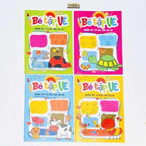 Combo 4 cuốn Sách Bé tập Vẽ - Động Vật tinh nghịch, Vui vẻ, Dễ thương, Ngộ nghĩnh - những nét vẽ đầu tiên - Việt Thư