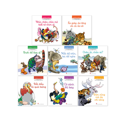 Sách Tranh Chuyện Lạ Loài Vật - Bộ 8 cuốn - Đuôi làm gì, chân ải chân ai, có cánh thì bay, mắt để nhìn, đem sừng đọ răng - Kim Đồng