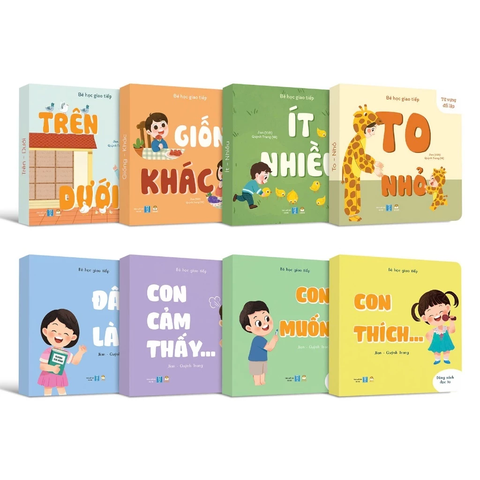 Combo 8 cuốn Sách Song Ngữ Bé Học Kĩ Năng Giao Tiếp Phần 1+2 Cho bé tập nói 0-3 tuổi - Lionbooks