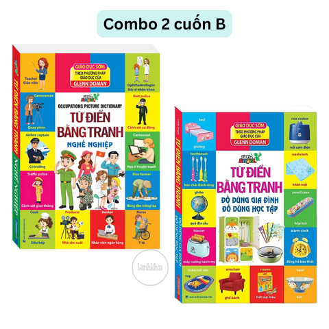 Combo 2 cuốn sách Từ điển bằng tranh ( Nghề Nghiệp + Đồ dùng gia đình) MINH THẮNG