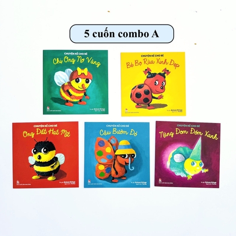 Combo A 5 cuốn chuyện kể cho bé Chị Ong, Bé Bọ Rùa, Ong Đất, Bướm Đỏ, Đom Đóm Xanh - Kim Đồng
