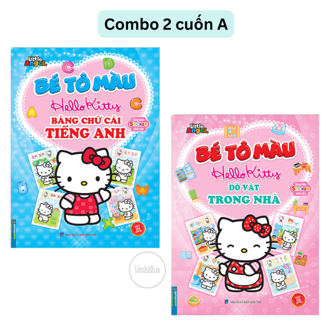 Combo 2 cuốn A: Bảng chữ cái tiếng anh, Đồ vật trong nhà - Sách Bé tô màu Hello Kitty Minh Thắng