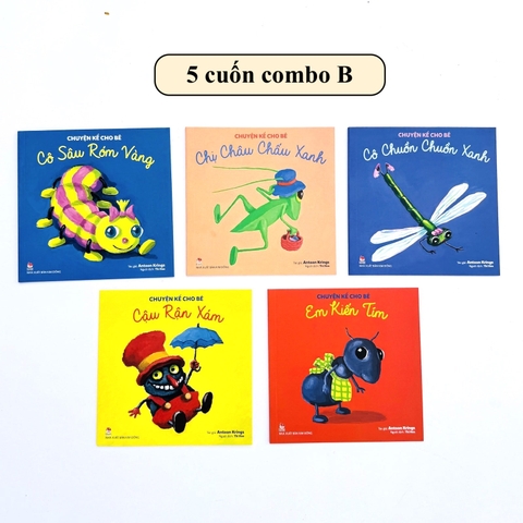 Combo B 5 cuốn chuyện kể cho bé: Sâu róm, Châu chấu xanh, Chuồn chuồn xanh, Rận xám, Kiến tím - Kim Đồng
