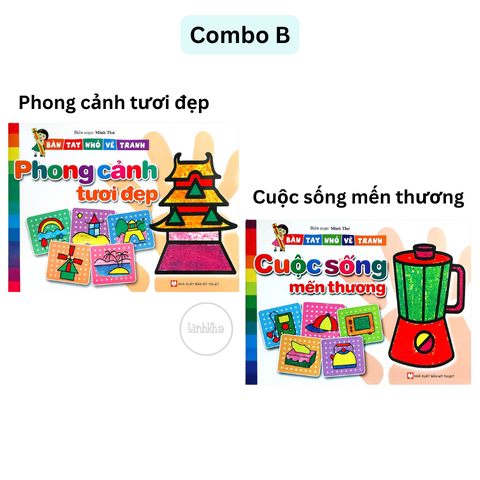 Combo B 2 cuốn Tô màu bàn tay nhỏ vẽ tranh: Phong cảnh tươi đẹp, Cuộc sống mến thương - Tân Việt