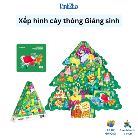 Bộ xếp hình ghép tranh cây thông Giáng Sinh Noel - mideer Christmas Tale Shaped Puzzle - Bộ Nutcracker Kingdom