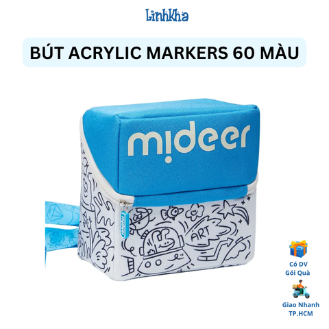 Bút màu acrylic cao cấp 60 màu có túi vải đựng - mideer Acrylic Markers 60 colours