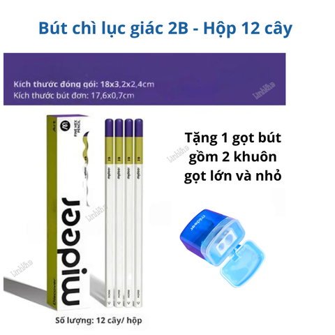 Hộp 12 cây bút chì 2B hình lục giác cao cấp dễ cầm - Mideer Fine Hex Pencil 2B Green