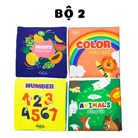 Bộ 4 sách vải Mini cloth book 4 cuốn bộ 2 - touch touch see see 2 - lalala baby