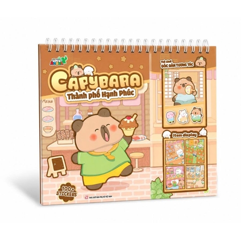 Capybara Thành phố hạnh phúc - Sách bóc dán hình trò chơi tương tác Gáy Lò xo dễ chơi - Minh Thắng