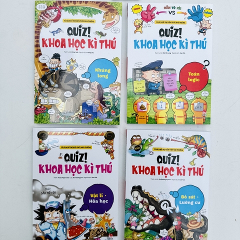 Combo B 4 cuốn Khủng long, Toán logic, Vật lí - Hóa học, Bò sát - Lưỡng cư - Quiz! Khoa học kì thú - Kim Đồng
