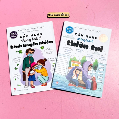 Combo 2 sách (1) 15 bí kíp giúp tớ an toàn - Cẩm nang phòng tránh thiên tai &  tránh bệnh truyền nhiễm - Kim Đồng