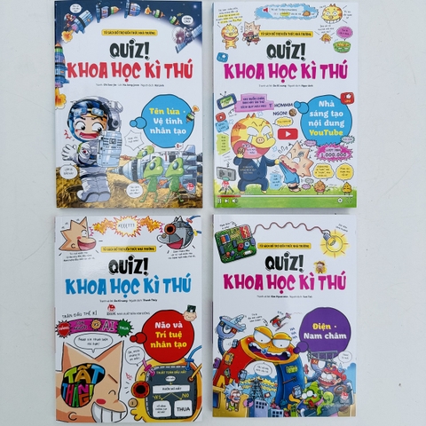 Combo A 4 cuốn Tên lửa - Vệ tinh nhân tạo, Nhà sáng tạo nội dung YouTube, Não và trí tuệ nhân tạo, Điện - Nam châm - Quiz! Khoa học kì thú - Sách tranh thiếu nhi từ 6 tuổi - Kim Đồng