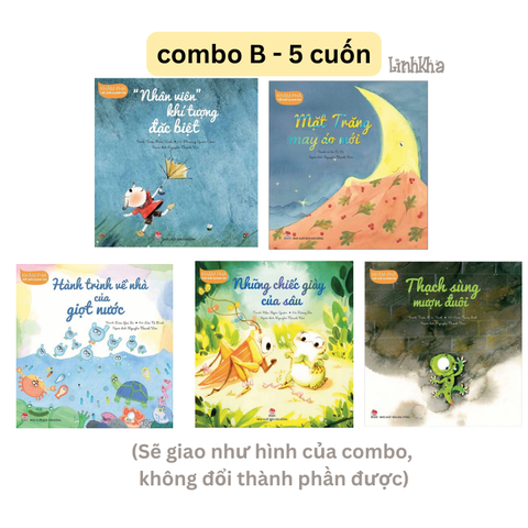 Combo B 5 cuốn Khám phá thế giới quanh em Kim Đồng: Nhân viên khí tượng, mặt trăng may áo, hành trình giọt nước, chiếc giày sâu, thạch sùng