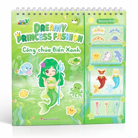 Công Chúa Biển Xanh Dreamy Princess Fashion - Sách bóc dán hình trang phục Gáy Lò xo dễ chơi - Minh Thắng