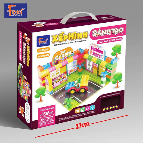 (017) Đồ chơi Xếp Hình Lắp ráp 2 cửa hàng - Chi tiết to cho bé từ 18 tháng 1.5 tuổi - Hiệu Foxi 017
