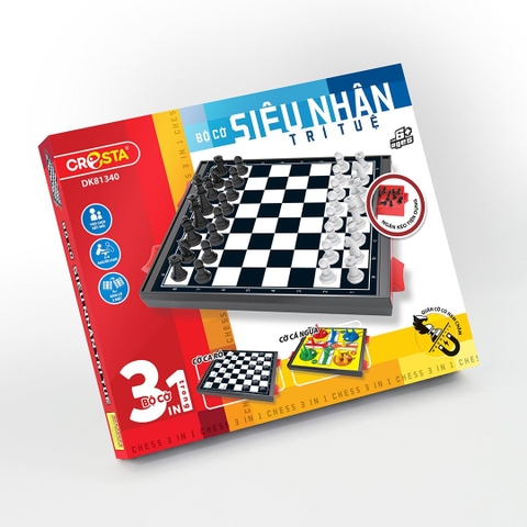 Bộ cờ 3 trong 1: Cờ Vua, Cờ Cá Ngựa, Cờ Ca Rô - Siêu nhân trí tuệ DK81340 - Duka Minh Long