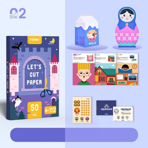 Đồ Chơi Trẻ Em Cắt Dán Cho Bé Cấp Độ 2 - Let's Cut Paper - Middle MD2092