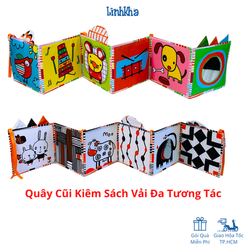 Sách Vải kiêm Quây cũi Kích thích thị giác cho bé Lalala Baby 3in1