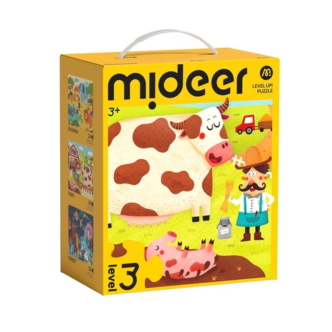 Đồ chơi ghép hình puzzle cấp độ 3 - chủ đề động vật nông trại - Mideer Level up 3 Animal Farm