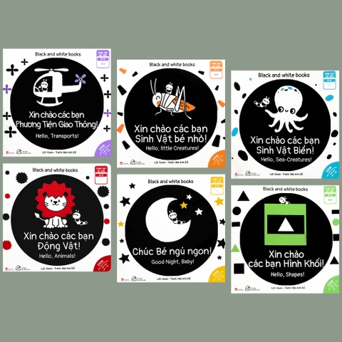 Sách Ehon Song Ngữ - Black and White books Cho Bé 0-3 Tuổi (Bộ 6 quyển)
