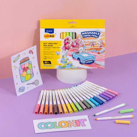 Bút lông màu rửa được washable fiber pens - 20 màu Pastel - SWM-C008 20 màu - colokit Thiên Long