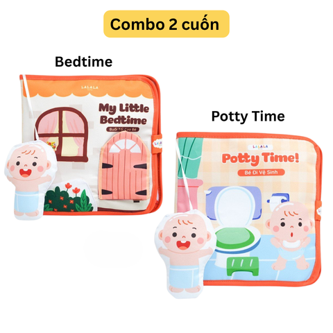 Combo 2 cuốn Sách vải bận rộn Lalala baby rèn thói quen tốt - My bed time,  My potty time