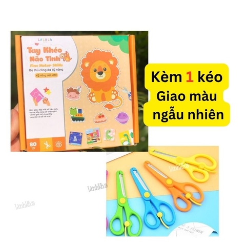 (Kèm kéo) Bộ Thủ Công Tay Khéo Não Tinh - Phân Loại Hộp 80 tờ Cắt Dán - Lalala Baby